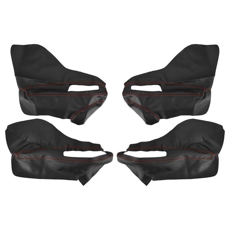 Interior Door Armrest Panel Trim Cover Microfiber Leather Fit for Jeep Renegade 2015 2016 2017 Black With Red Lines