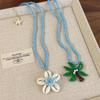 Summer Beaded Flowers Shell Coconut Tree Pendant Necklace Women'S Party Jewelry Gift