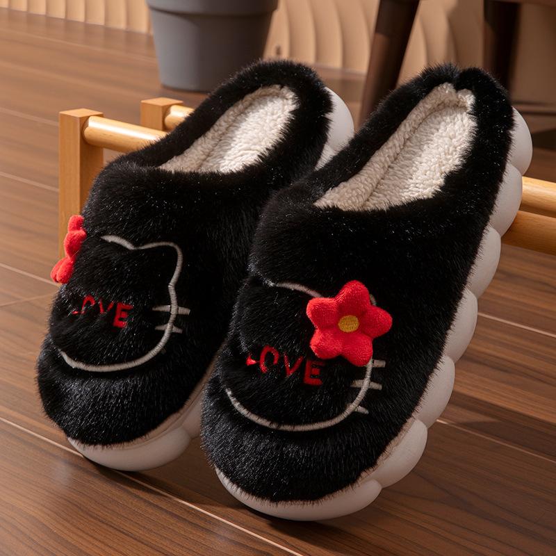 Absatz Baumwollpantoffeln dicke Sohle 2025 neu niedlich weniger Herz Studentenpantoffeln Winter Plüsch warme Baumwollschuhe