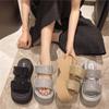 Modne Buty Klapki Damskie Lato Platforma Luksusowe Klapki Pantofle Miękkie Projektant 2025 Rzep Modne Klapki Codzienne Lato Damskie
