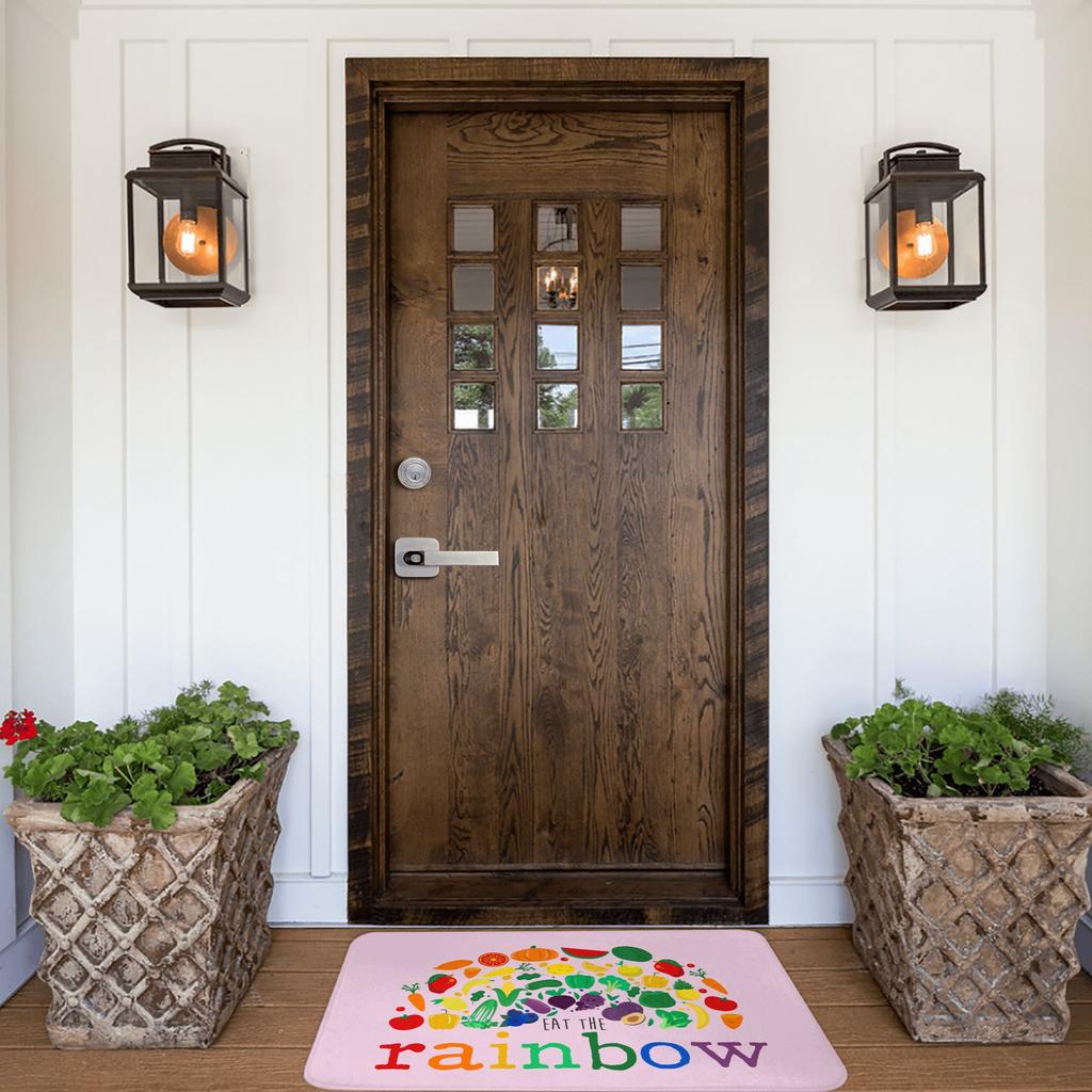 Cute Rainbow Vegan Food Doormat Mat Anti-Slip Plant Based Diet Kitchen Bath Balcony Rug Carpet 40*60cm