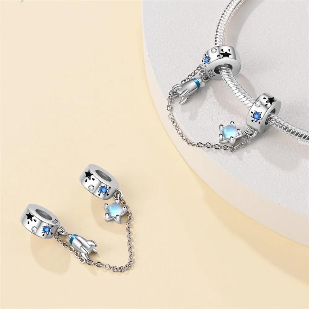 Copperspace Travel Series Rocket Astronaut Charms Beads Fit Original Pandora Bracelets For Women Diy Fine Jewelry Gifts