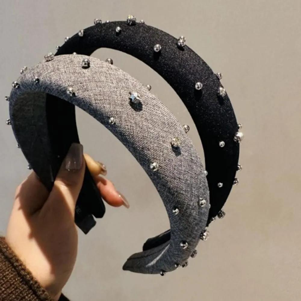 Kiming studded headband headband hair ornament women s jewelry winter headband wide headband gray