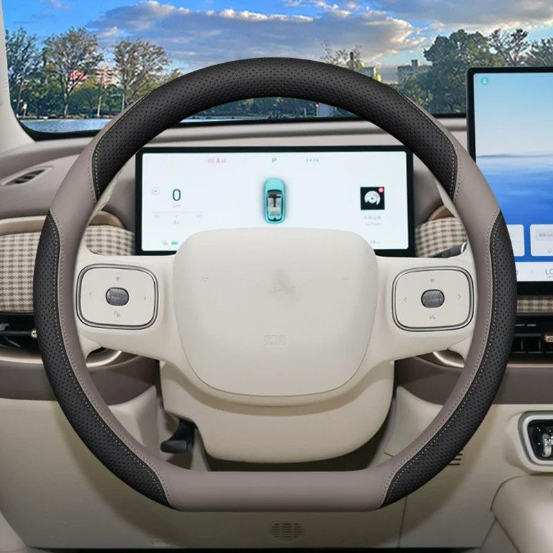 For GWM ORA 5 EV 2025 2026 2027 Leather D-shape Car Steering Wheel Cover Anti Slip Four Season Interior Accessories