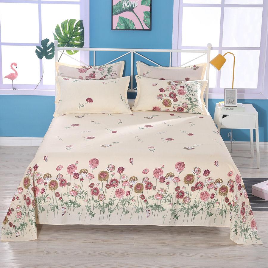 Printed Simple Bed Sheet Dormitory Pure Washed Cotton Single Double Bed Skin-friendly Comfortable Bed Sheet