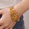 18K Gold-Plated Geometric Heart Bracelet Set for Women - Simple Hollow Design, Stainless Steel