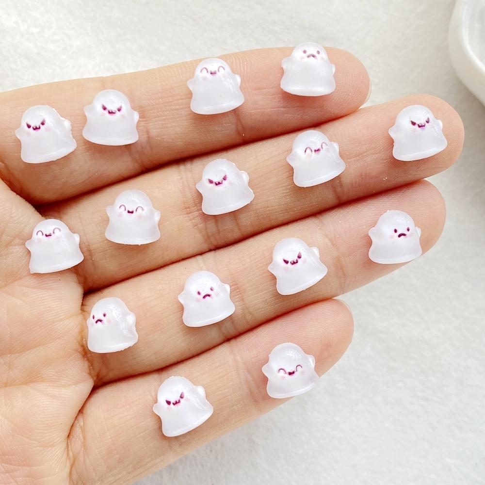 50Pcs Cute Mini Cartoon Halloween Ghost Series Flat Back Rhinestone Bead Scrapbook DIY Manicures Appliques Accessories Crafts