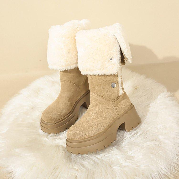 Thick-soled Long Snow Boots for Women 2025 New Autumn and Winter Dual-wear, Fleece and Thickened Warm Fashion Boots Cotton Shoes