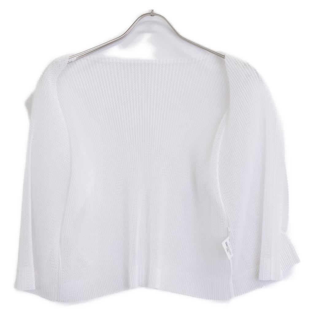 PLEATS PLEASE White PP51-F0253 Mesh Cardigan Tops 3 whiteUsed