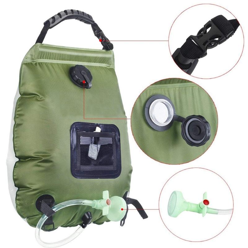 Durable 20L Outdoor Travel Camping Shower Water Bag Solar Heating Portable Shower Camping Hiking Climbing Bath Equipment