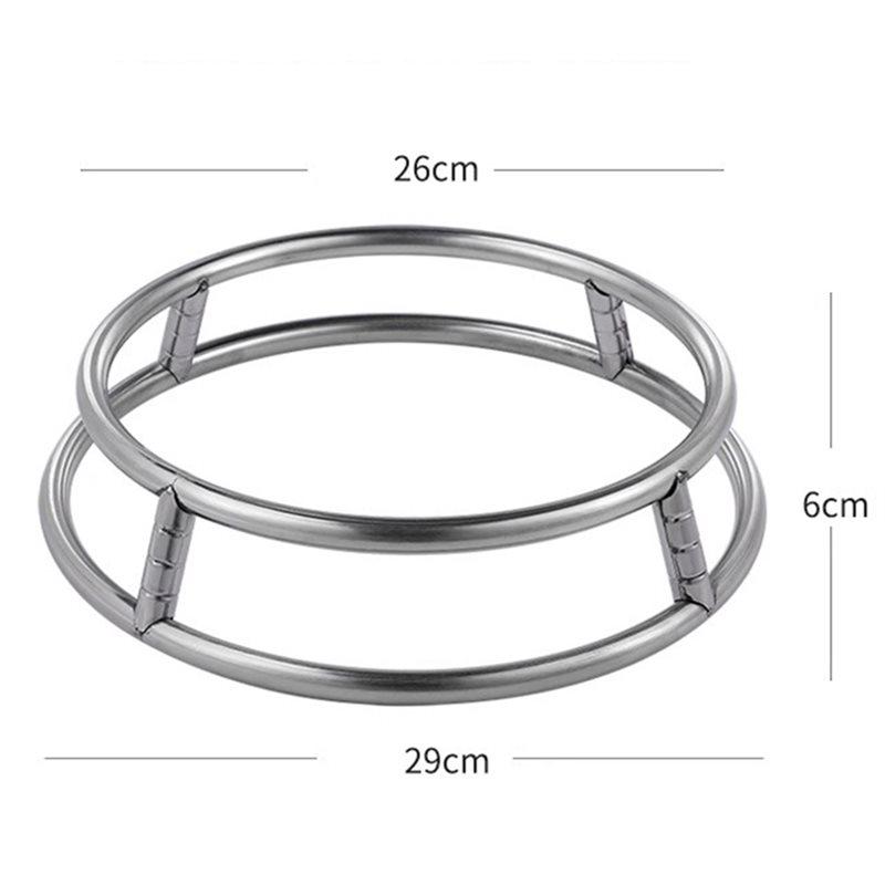 AT21-Stainless Steel Pot Rack Heavy-Duty Load Support Heat-Proof Stove Stand Double-Ring Wok Holder