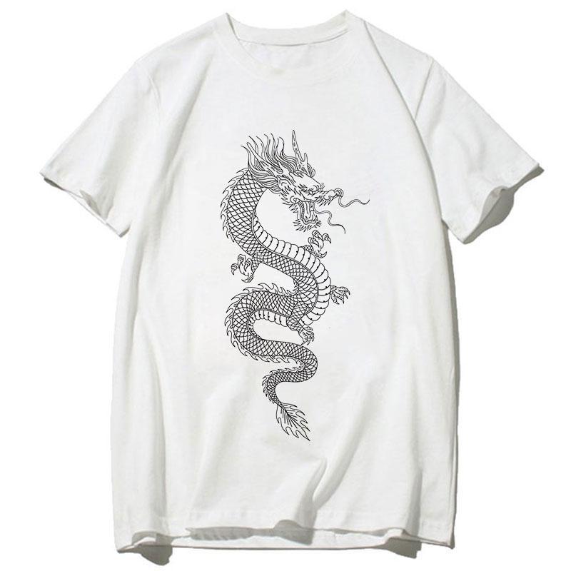 

Летняя мужская одежда с принтом дракона, блузка с круглым вырезом, хлопковые футболки, мужские футболки S