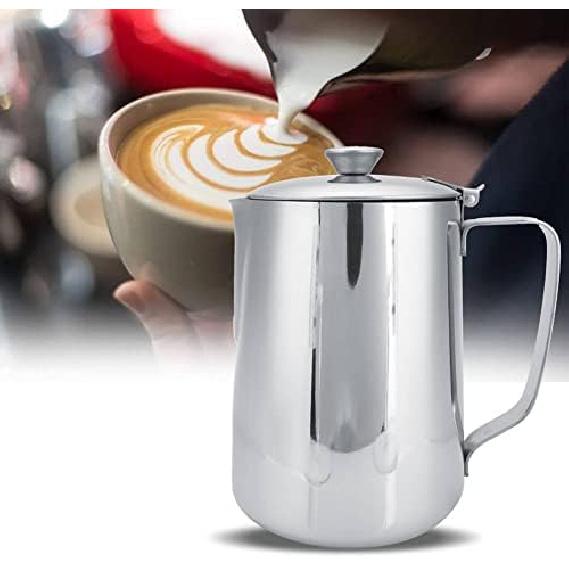 Milk Frothing Pitcher 350ml 600ml 900ml 1500ml 2000m(12oz 20oz 32oz 50oz 66oz) Steaming Pitchers Stainless Steel Milk Coffee Cappuccino Latte Art