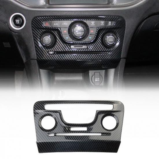 Carbon Fiber Style Central Control A/C Panel Cover Tirm For Dodge Charger 2011+