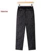 Women's Plus Size Warm Cotton Pants - Elastic Waist, Comfortable, Loose, Printed, Winter, Middle-Aged & Elderly 