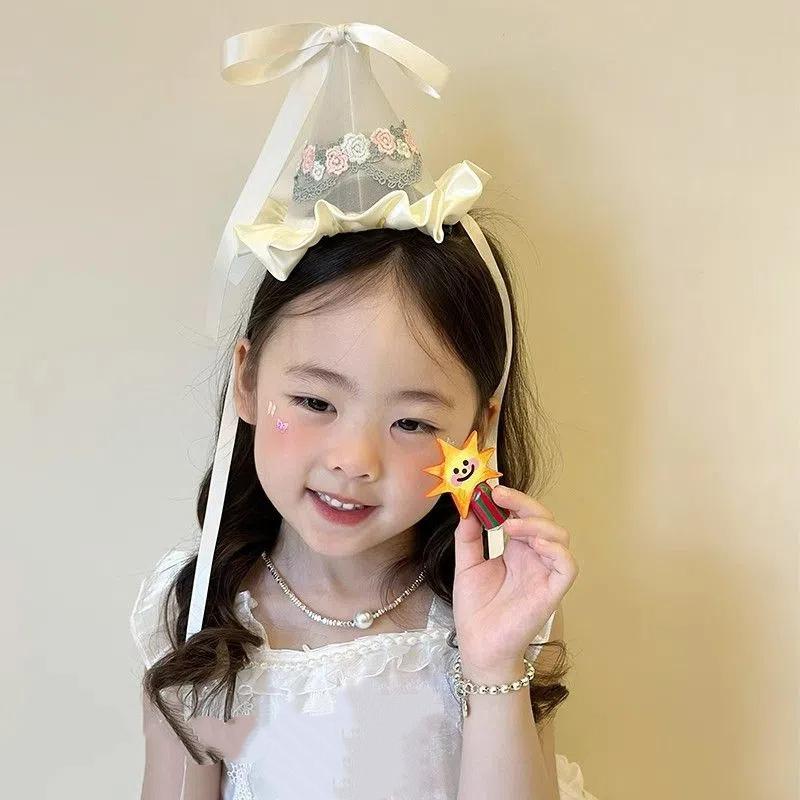 1 Stück Blume Schmetterlingsknoten Netzband Stirnband Spitze Mädchen Baby Prinzessin Hut Geburtstagsgeschenk Party Kopfschmuck Haaraccessoires Erwachsene