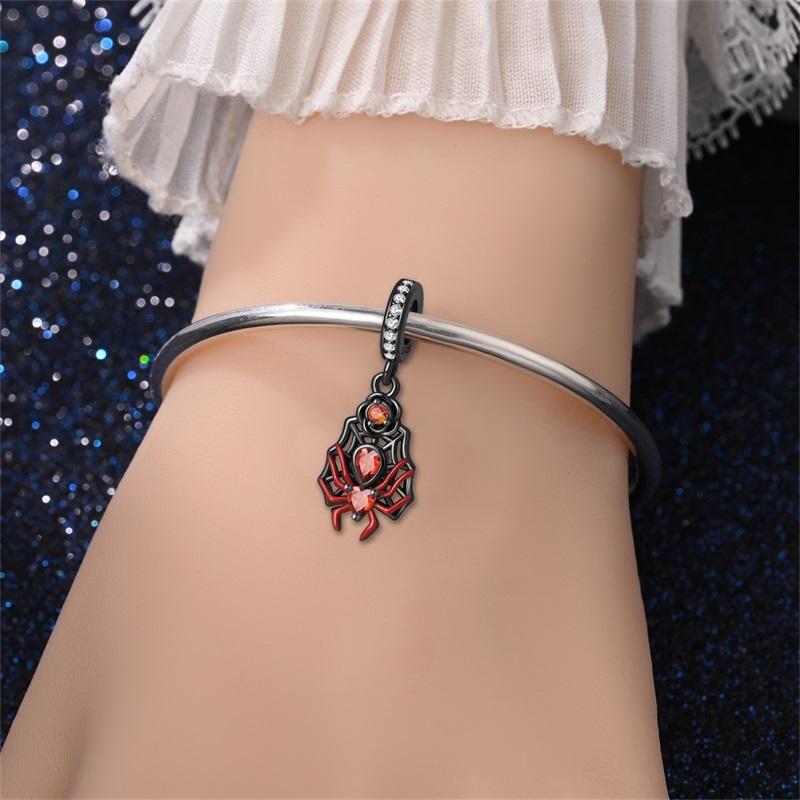 Copper Black Rose Spider Pendant Charms Jewellery Fit Original Bracelet Necklace For Women Diy Gift