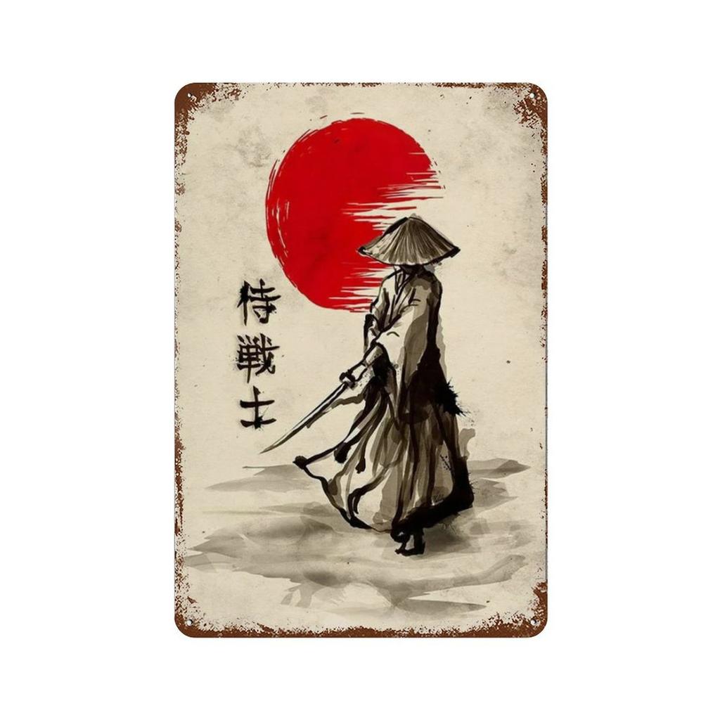 Japanese Samurai Metal Tin Signs Wall Art Character Posters Decor Home Room Decorating Picture for Bar Living Room