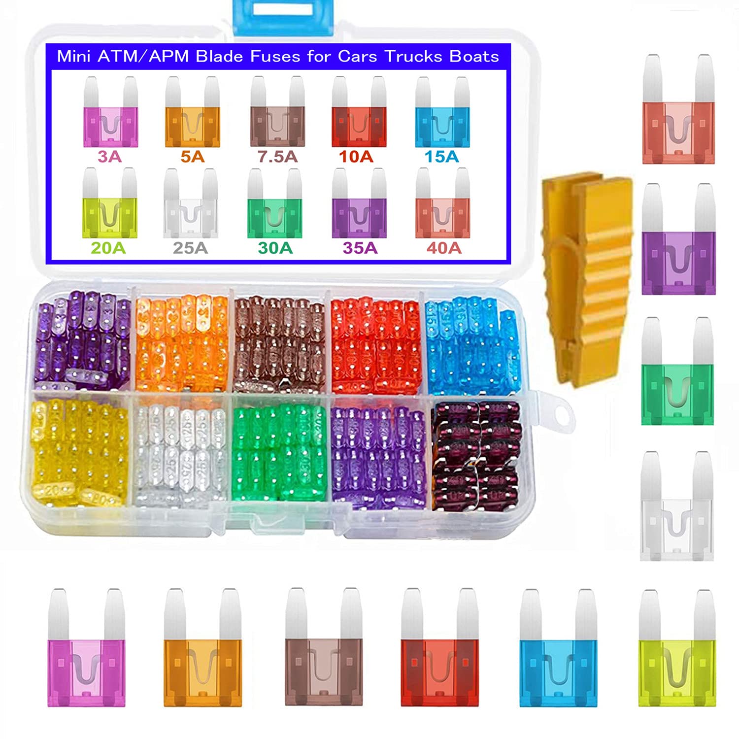 Kiligen 120pcs Small Fuse Car Fuse 3A 5A 7.5A 10A 15A 20A 25A small fuse