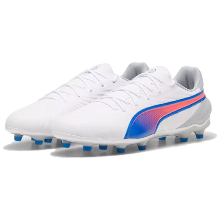 New PUMA KING MATCH AG Short Rubber Studs FG Long Rubber Studs Soccer Shoes Men's White Blue 107863-02