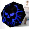 1pc Skull Blue Automatic Open/Close Umbrella - Compact Travel Umbrella, 8-Rib Heavy-Duty Construction, Ideal Gift, Outdoor Accessory006