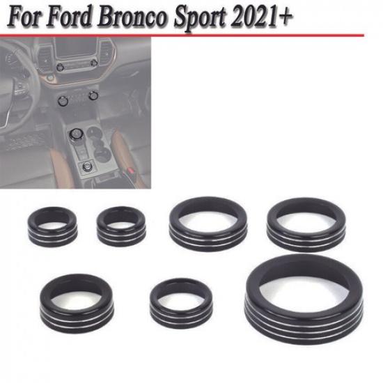 

Black For Ford Bronco Sport 21+ Center Console Switch Knob Button Covers Ring