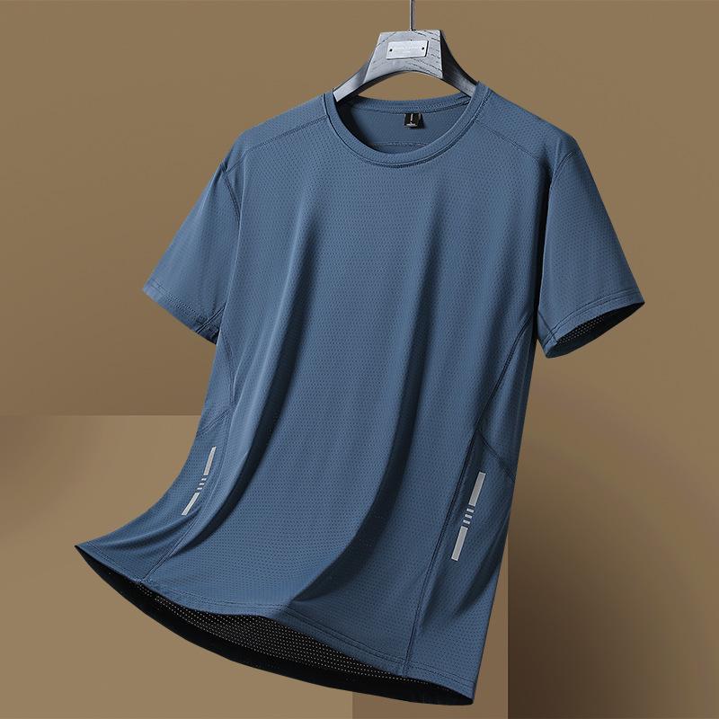 Rychleschnoucí pánské tričko s krátkým rukávem Ice Silk, tenké, volné, nadměrné, ležérní sportovní tričko s půl rukávem