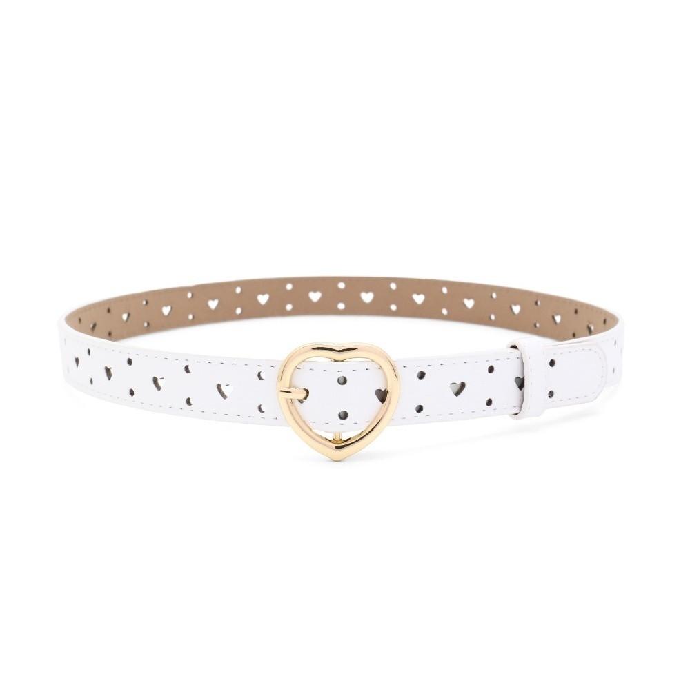 Faux Leather Buckle Belt Heart-shaped Pin Girls Dress Belt Youth Kids Waist Belt for Kids