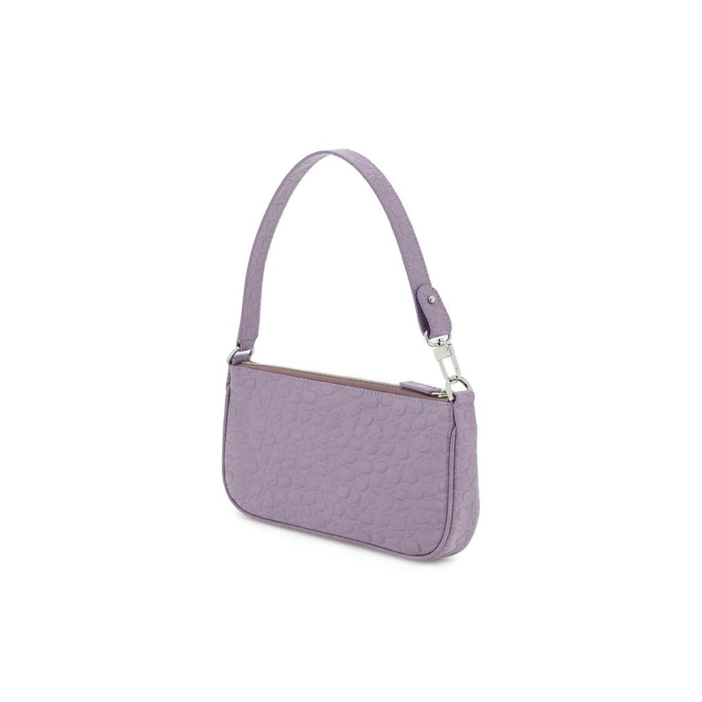 By Far Rachel 27 Solid Color Zipper Closure Crocodile Embossed Leather Tote Shoulder Bag Women bags Misty-Purple 23CRRCLSPRHCCEMED