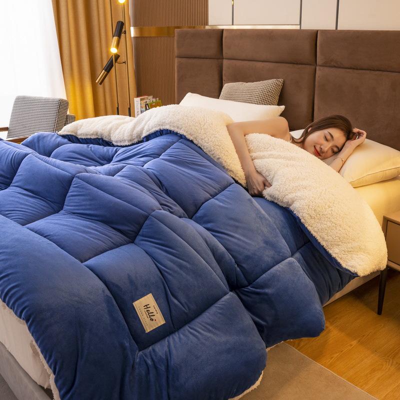 Double-Sided Lambswool Fleece Quilt: Thick, Warm Comforter for Winter, Spring, and Autumn