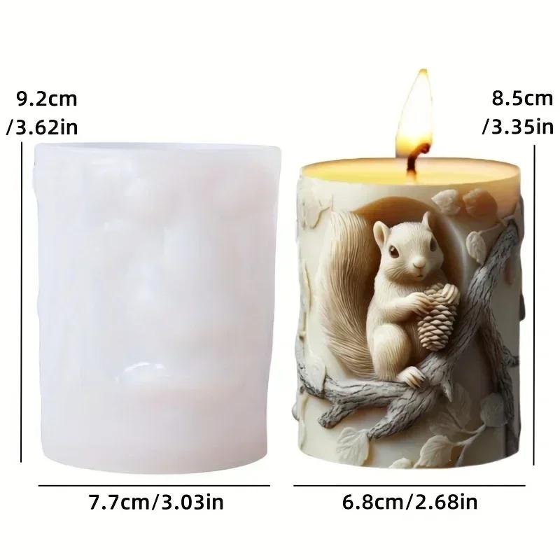 3D Bird branch relief cylindrical candle silicone mold bird Crow leaf branch resin mould Rose flower bird cement gypsum molds