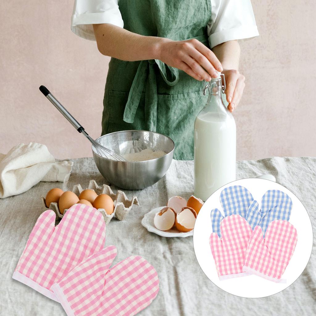 4 Stück Isolierhandschuhe Ofenhandschuhe Grillhandschuhe Kinder Küchenutensilien Rutschfest Polyester Isoliert Gitter Hitzeschutz
