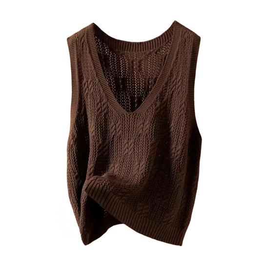Knitted Tank Top for Women V Neck Sleeveless Hollow Out Crochet Camisole Top Summer Loose Casual Sweater Vest