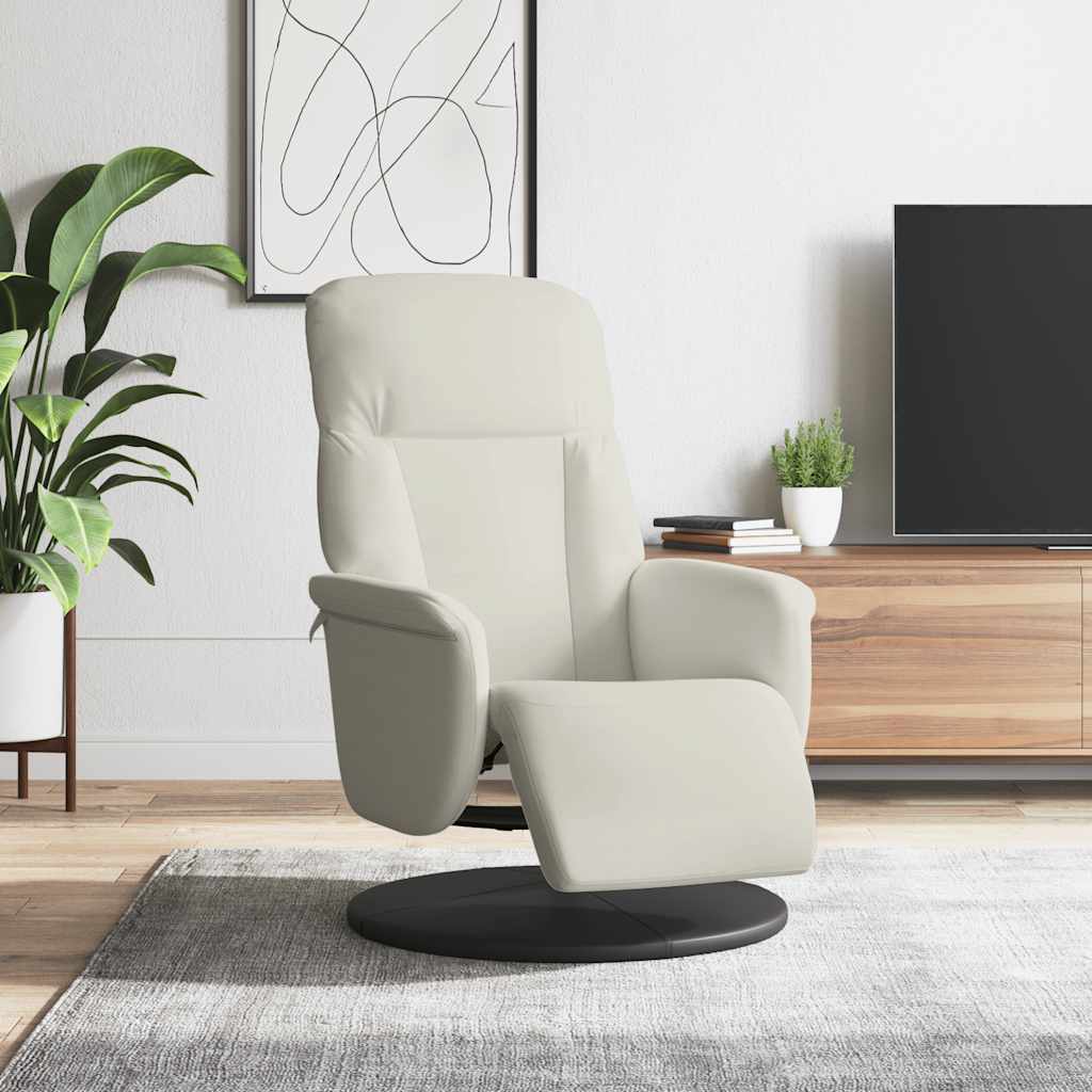 Recliner with Footrest Cream Velvet