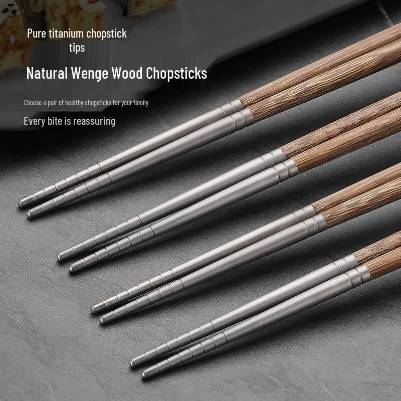 Ruhan Wenge Wood Titanium Alloy Chopsticks Set