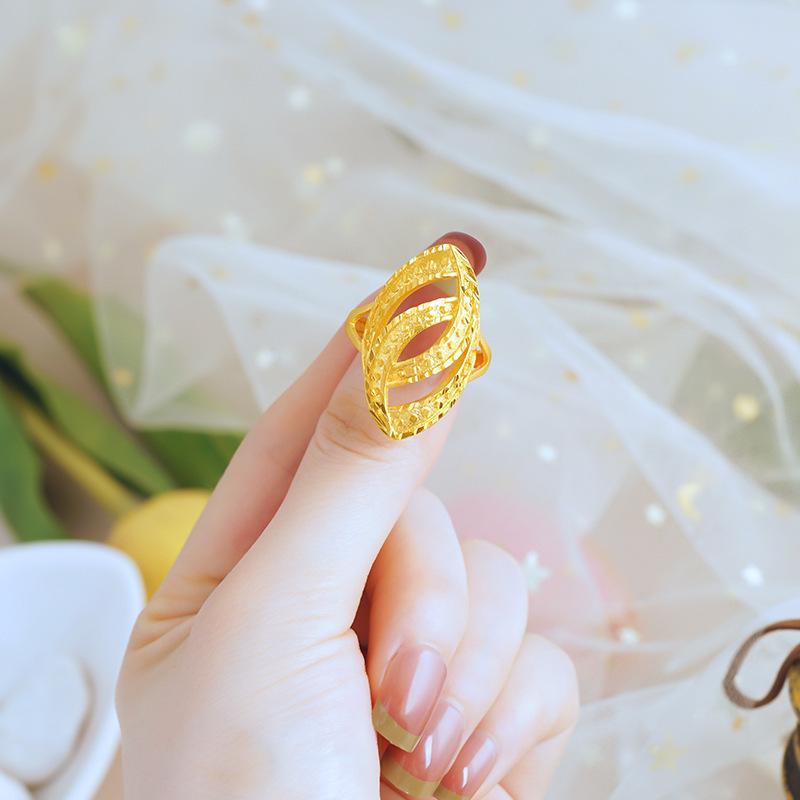 24K Gold Plated Adjustable Brass Ring - Personalized High-End Design