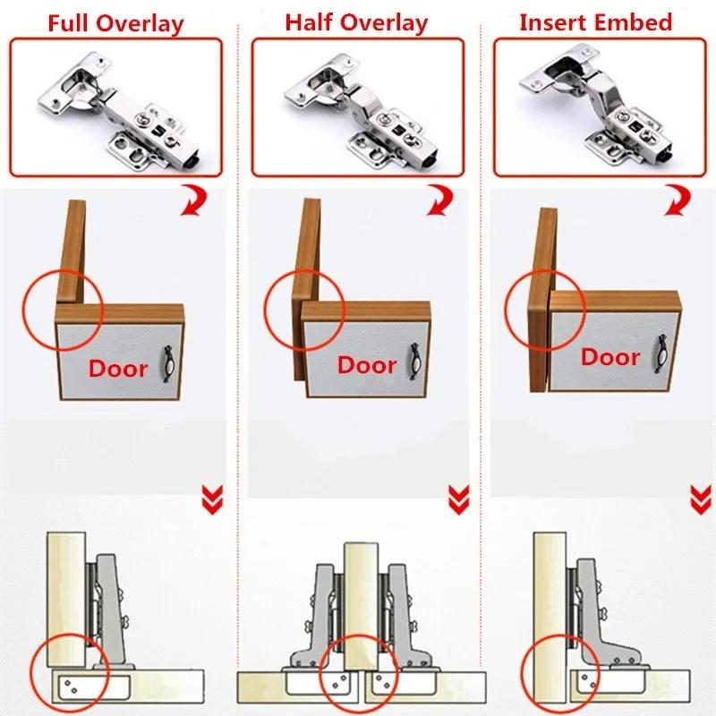 2/10 PCS Stainless Steel Hydraulic Soft Close Hinges Cabinet Door Dampers for Easy Installation On Kitchen & Furniture Cupboards