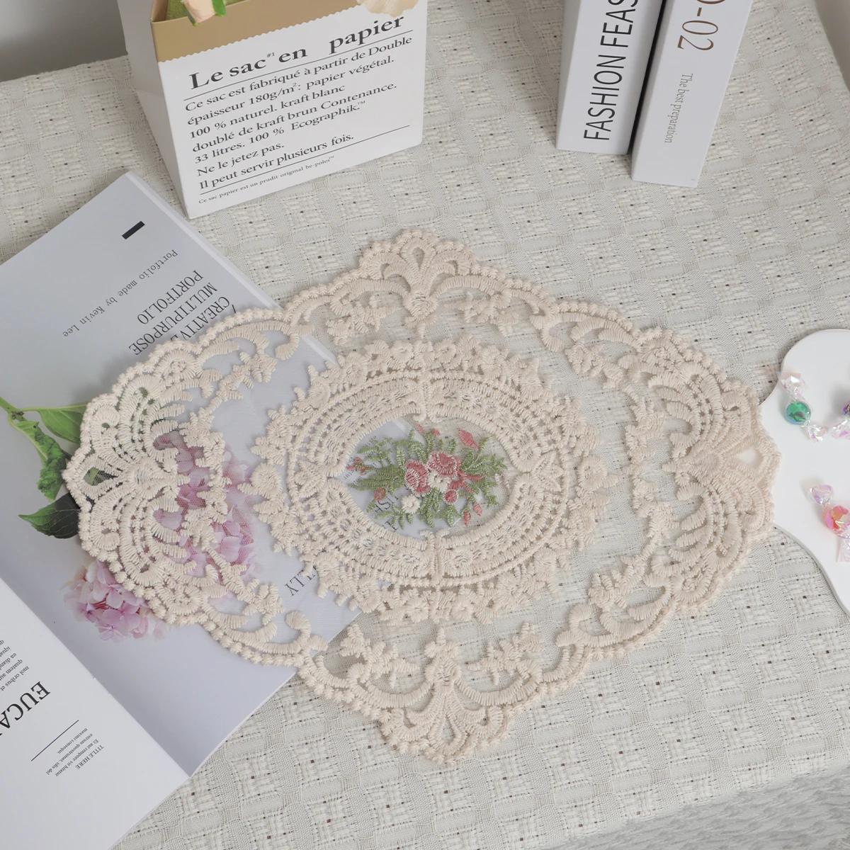 

1 шт. - Винтажная кружевная обеденная салфетка, французская вязаная крючком обеденная салфетка, обеденная салфетка и подставка ручной вышивки, M абрикосовый