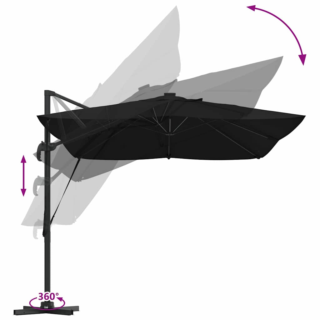 Cantilever Sun Umbrella Black 352 x 251 x 265 cm Polyester and Aluminum