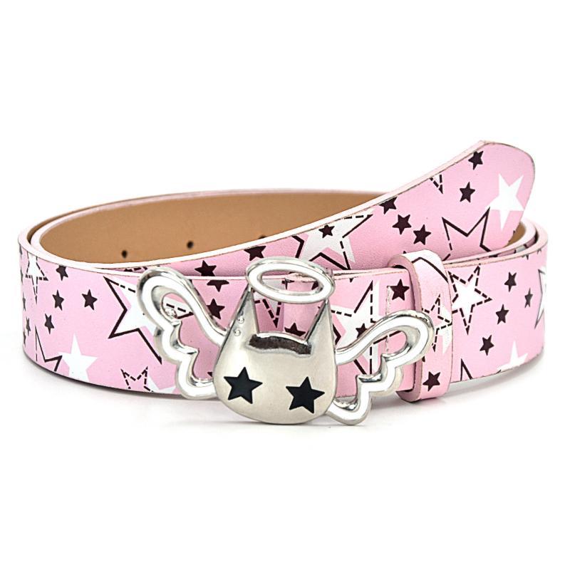 Cute Angel Adjustable Punk Rock Belt Candy Color Dopamine Metal Heart Star Decor Designer Waist Belt for Women Party Outfits