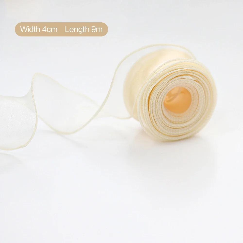 

10 ярдов/рулон прозрачной шифоновой ленты, органзы, атласных лент для упаковки подарков, украшения свадебных букетов, венков, принадлежностей для шитья Width 40mm