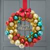 14" Christmas Ball Wreath Xmas Wreaths Ornaments Door Window Wall Hanger Garland Decoration For Christmas Festival Celebration