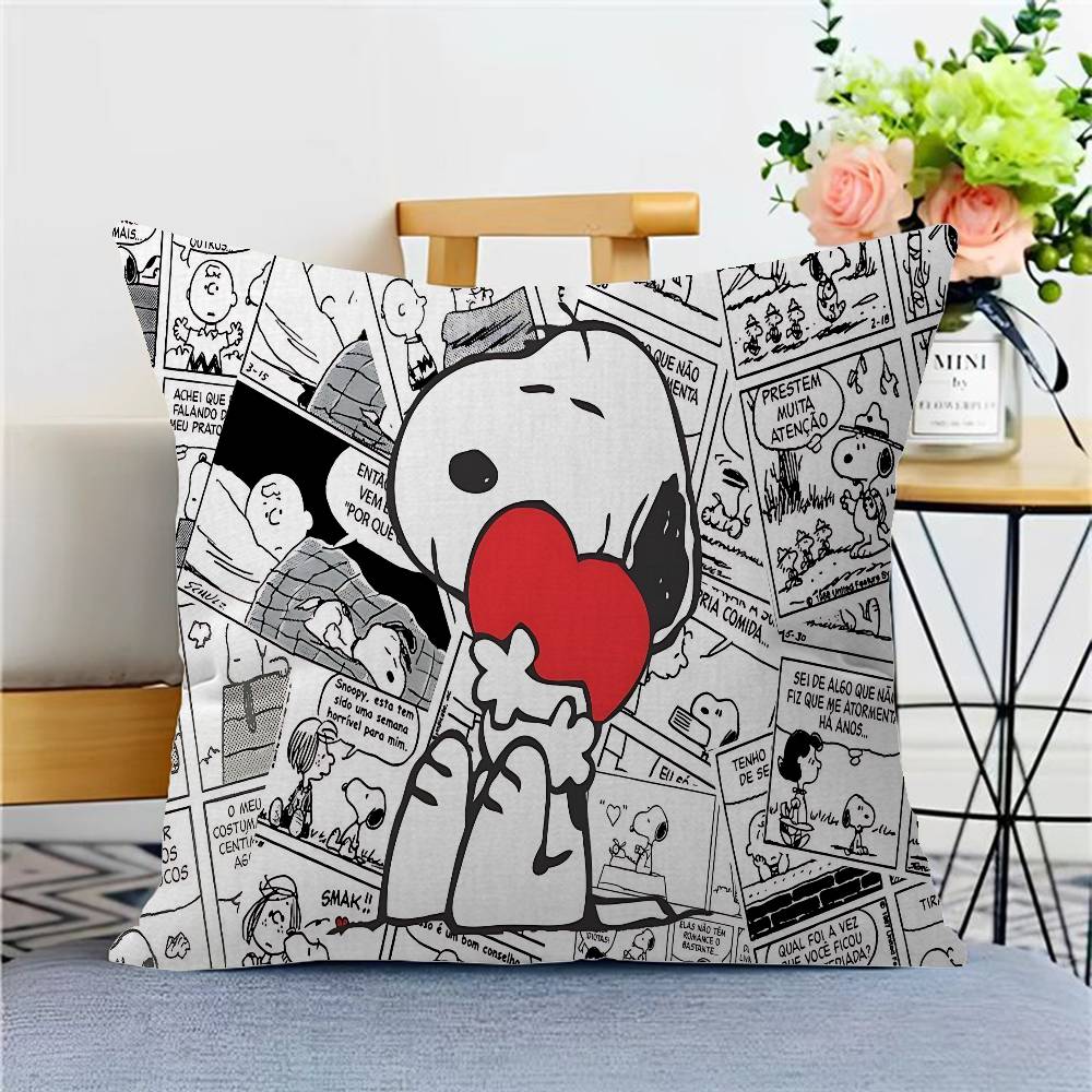 Cartoon S-SnoopyS Dog Cushion Cover Car Throw Pillow Case For Sofa Car Christmas Gift 40x40cm 45x45cm