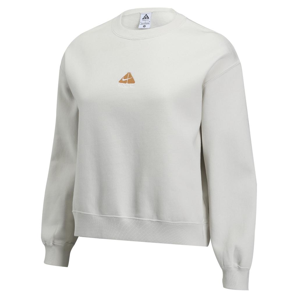 Nike ACG Therma-Fit Waterproof Fleece Crewneck Long Sleeve Sweatshirt Women Tops Phantom-Grey-White Bright-Orange Summit-White HJ0233-030