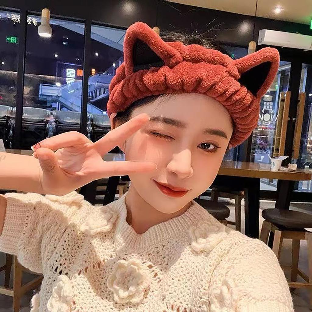 Lovely Cat Ears Hair Band Soft Elastic Headbands Women Soft Cosmetic Headbands Suitable for Ladies and Girls