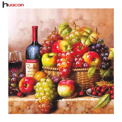 Peinture de diamant de raisin, broderie complète de strass carrés, mosaïque de fruits, artisanat de couture fait à la main, bricolage