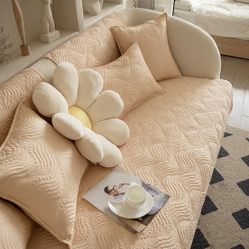 

Кремовая подушка для дивана, хлопковая подушка для сиденья, простой чехол для дивана, полотенце на спинку, нескользящее хлопок 70*70cm