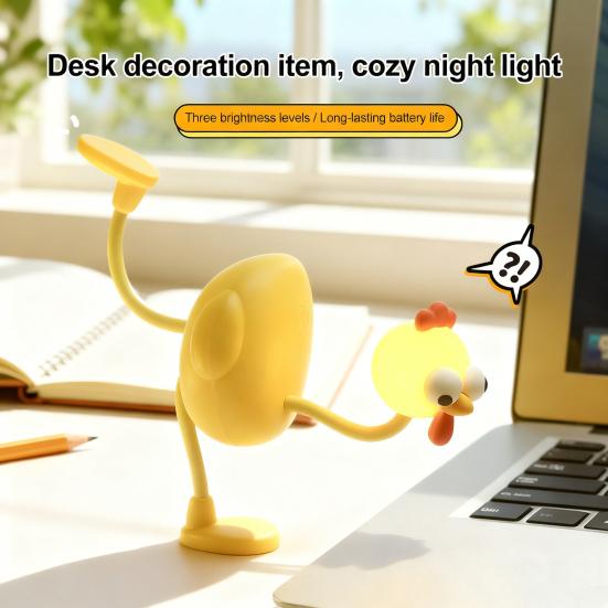 Yousheng Funny Chicken Night Light Flexible LED Desk Light with Bendable Neck And Movable Limbs Portable Bedside Lamp for Sleep Reading And Lighting
