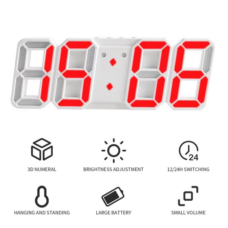 3D Simple Clock LED Alarm Clock Living Room 3D Wall Clock Digital Clock