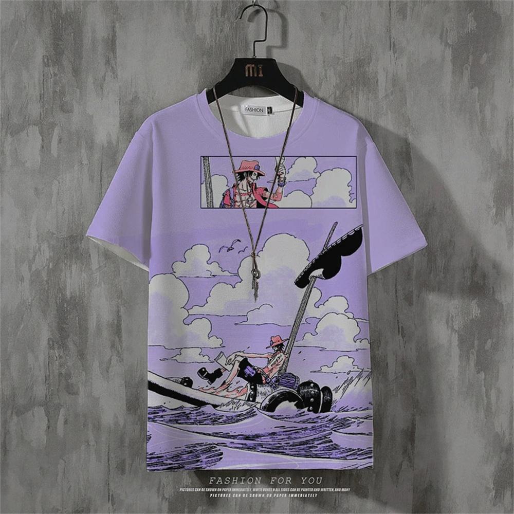 Anime Męska Koszulka Retro Street Krótki Rękaw Koszulka Dla Mężczyzn Casual 3d Print Letnia Góra Oddychająca Luźna Męska Odzież